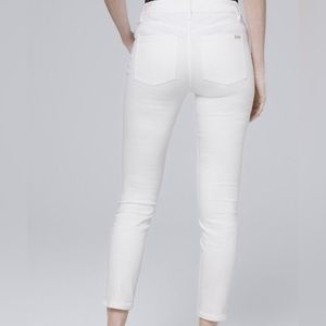 WHITE HOUSE BLACK MARKET THE SKINNY CROP WHITE HIGH RISE DENIM JEANS SIZE 8